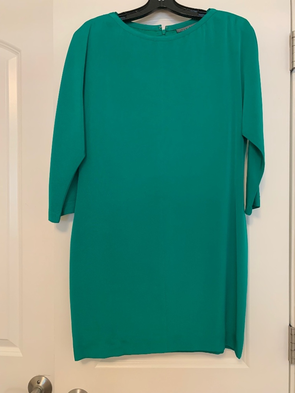 Emerald green silk dress